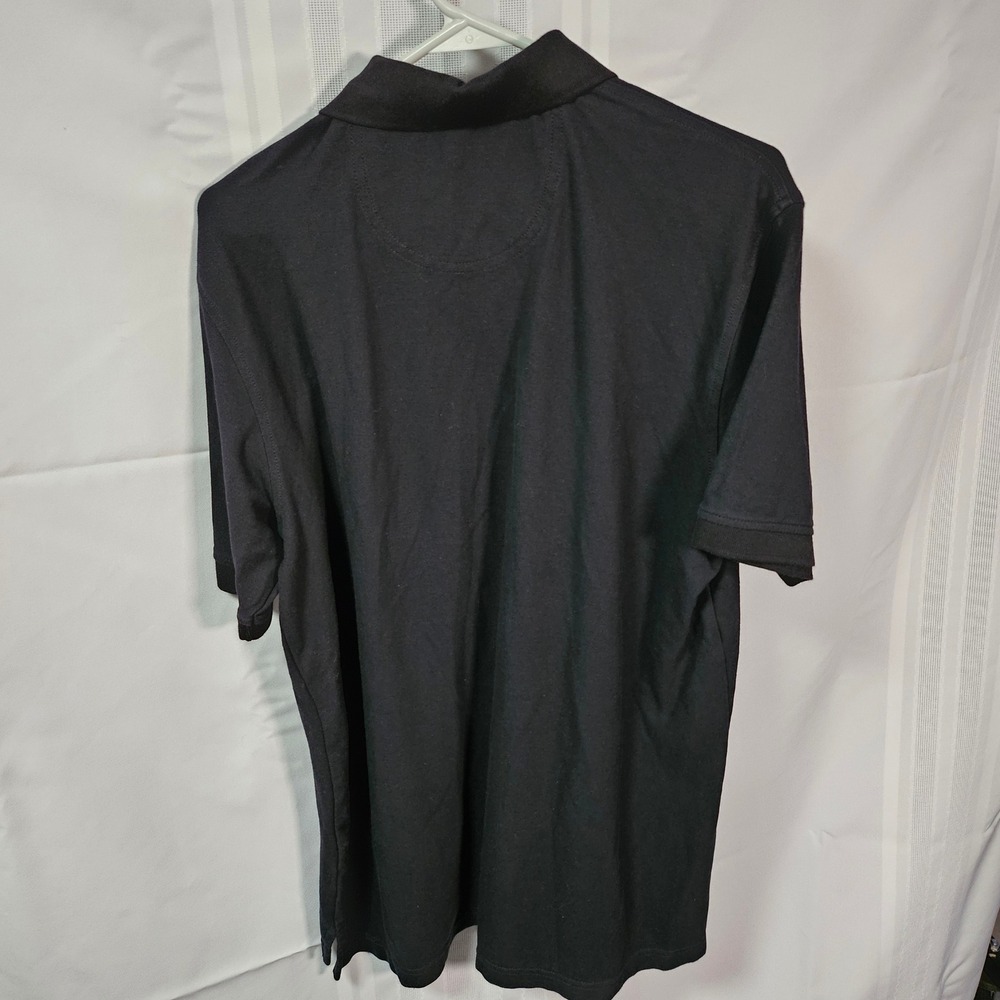 IZOD Polo Shirt Mens L Black Short Sleeve Pique Knit Casual Classic Fit